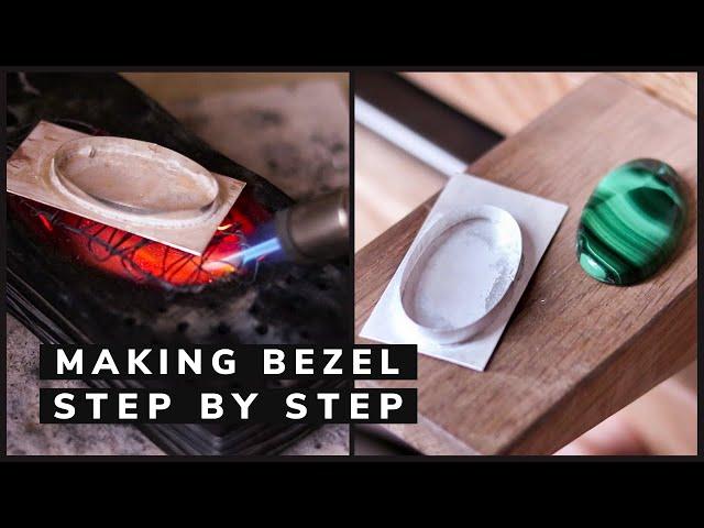 SILVER BEZEL for cabochon STEP BY STEP with list of tools. How to make a bezel setting.