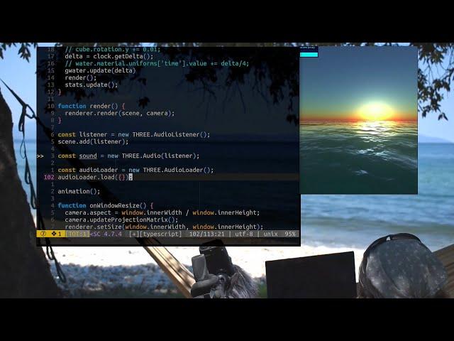 ASMR Programming Ocean in Three js Typescript Coding No Talking