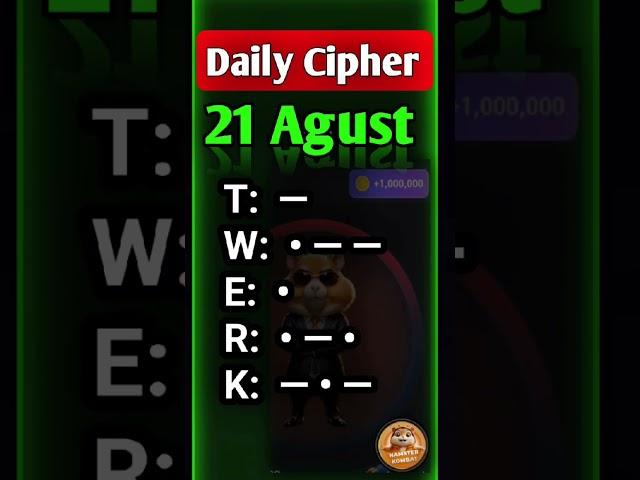 21 August hamster kombat daily cipher combo | daily cipher hamster kombat today | 5 million coins