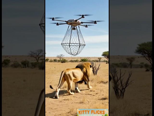 Simulated Drone Capture of a Lion – Wildlife Tech in Action #drone #animals #wildlife #lion