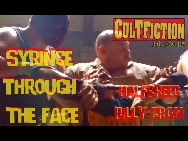 CULT FICTION - HALFBREED BILLY GRAM TAKES A SYRINGE THROUGH HIS FACE in LOS ANGELES