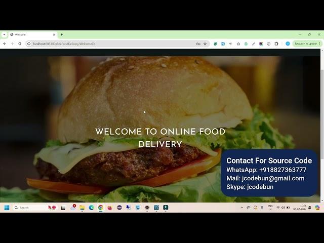 Food Order Project in Java Using JSP, Servlet and MySql with Source Code