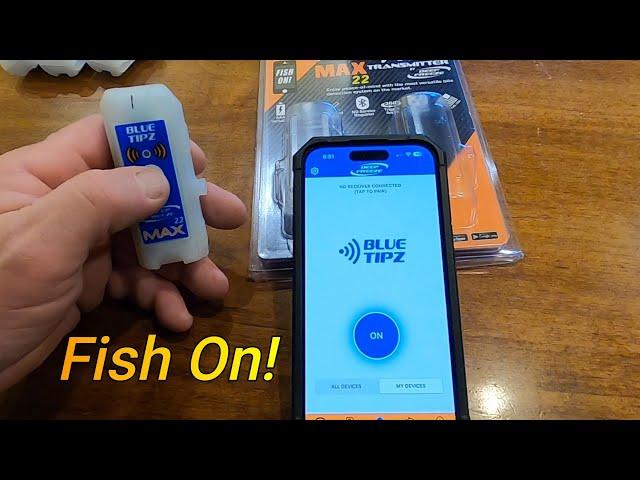 Blue Tipz fishing transmitter on Jack Traps tip ups