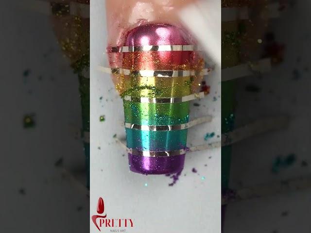 Color Mirror Design Nail #short #nailsart #beauty #acrylicnails #relaxing #satisfying