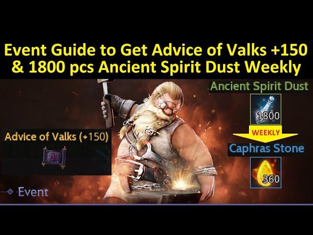 Event Guide to Get Advice of Valks +150 & 1800 Ancient Spirit Dust Weekly (Time Stamp & Subtitle)