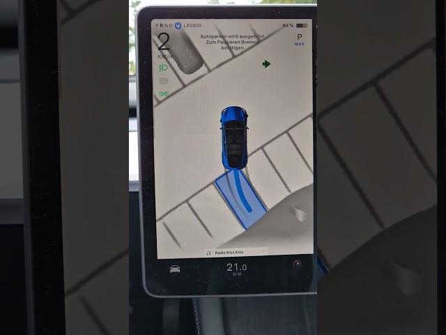 Tesla Model Y Vision Autopark auf einem leeren Parkplatz.#tesla https://ts.la/andreas57138