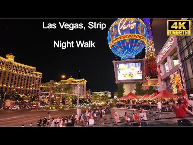 Las Vegas Night Walking Tour 4K - 2024 Las Vegas Strip