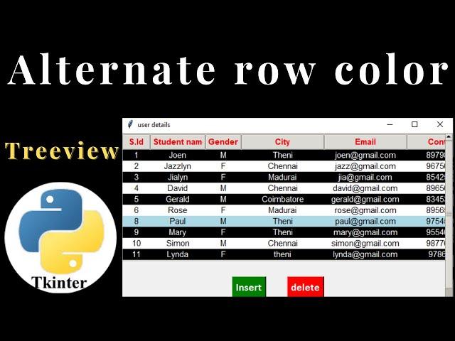 How to alternate row color in tkinter Treeview
