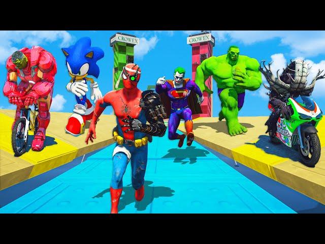 SpiderMan, Hulk & Fusion Superheroes Racing Challenge Competition Ep.494 (Funny Contest)