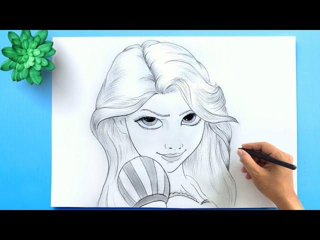 RAPUNZEL DRAWING from Tangled Disney Movie | How to Draw Disney Princess Rapunzel Step by Step Easy