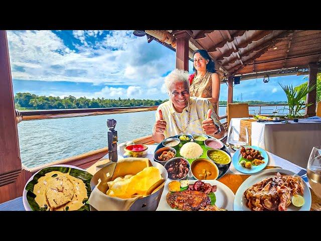 BEST SEAFOOD THALI you'll ever have on FLOATING RESTAURANT! | Raining Smiles in Kerala Ep-5