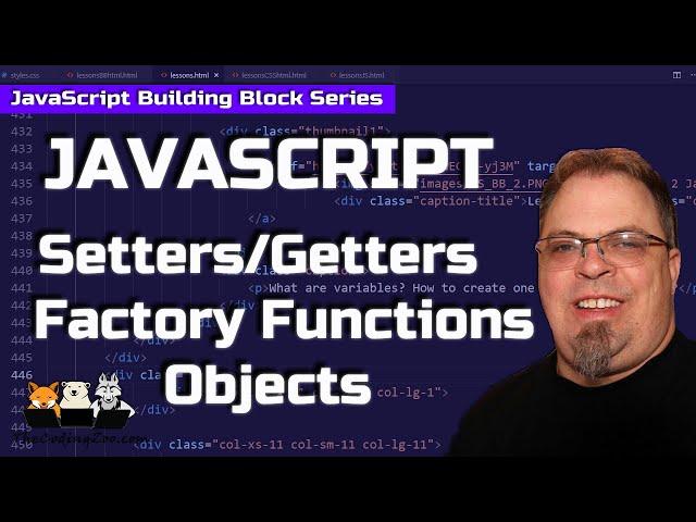 JS Setters and Getters with Factory Functions - Javascript Building Blocks 27