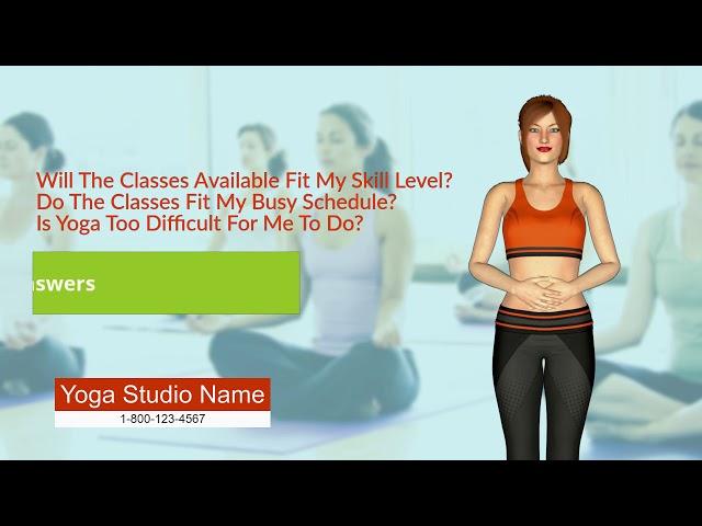 Yoga Studio 3D Avatar Spokesperson Video | Order your Yoga Studio video today