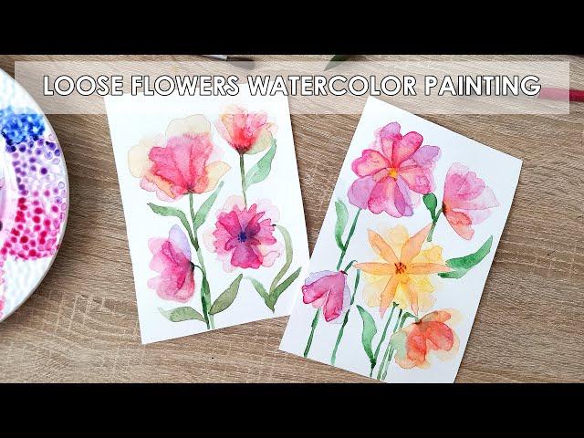 Layering Watercolor & painting loose flowers - relaxing & calm music