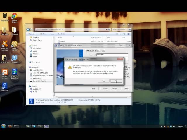 Password protect your flashdrive with TrueCrypt!