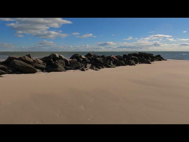 Visiting the beach on a cold day