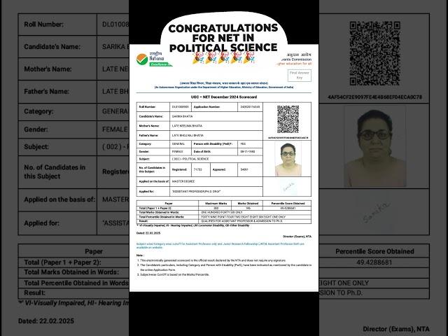 Congratulations for NET in Political science | UGC NET RESULT OUT DECEMBER 2024 | political science