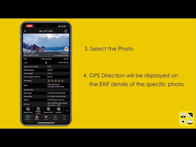 How to view GPS direction of a Photo on iPhone or iPad