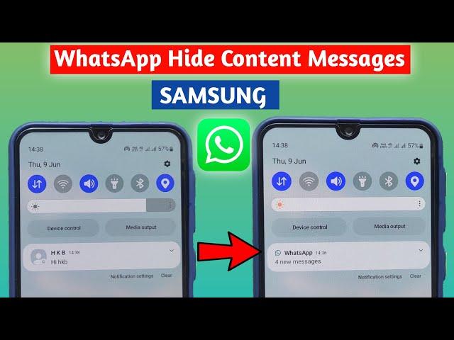 How to hide WhatsApp content message notifications bar in Samsung phone