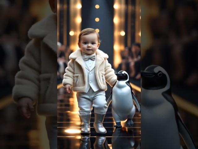 Watch This: Tiny Model and Penguin Steal the Show ️#shorts #kidsfashionshow #runway #cuteness #joy