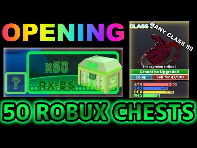 【Roblox Boxing League】Opening 50 ROBUX CHESTS!!! and getting many Class S gloves