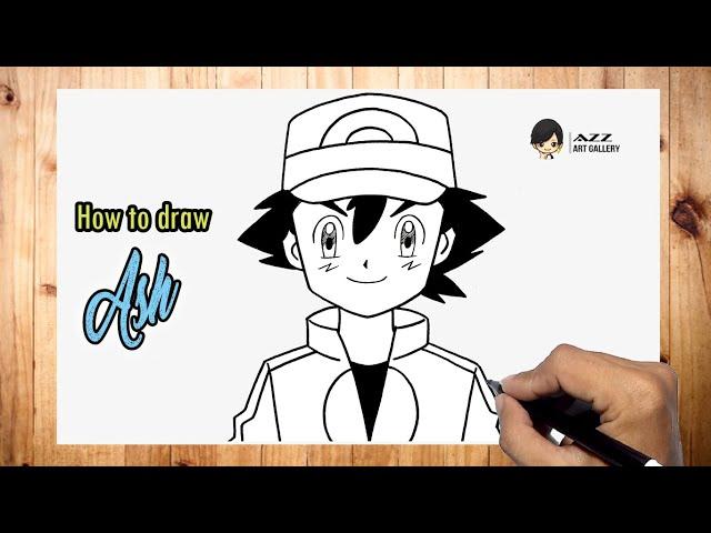 How to draw Ash Ketchum from Pokemon