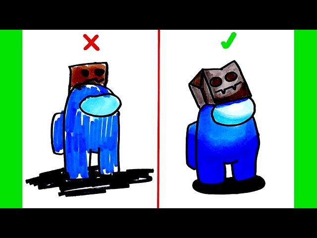 How to Draw Among Us Character DO vs DON'T | Drawings by Yulka Among Us