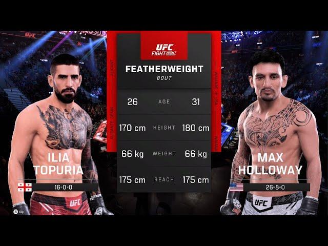 UFC Fight Night: Ilia Topuria vs. Max Holloway, Full Fight!  #UFC #FightNight #Topuria #Holloway