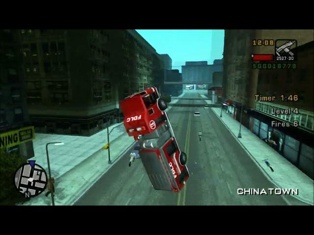 GTA Liberty City Stories (PS2) Physics Fail! Firetruck Vs Motorcycle