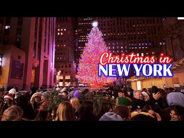 NEW YORK Christmas Joy  Manhattan Holiday Season Crowds  Walking Tour 4K