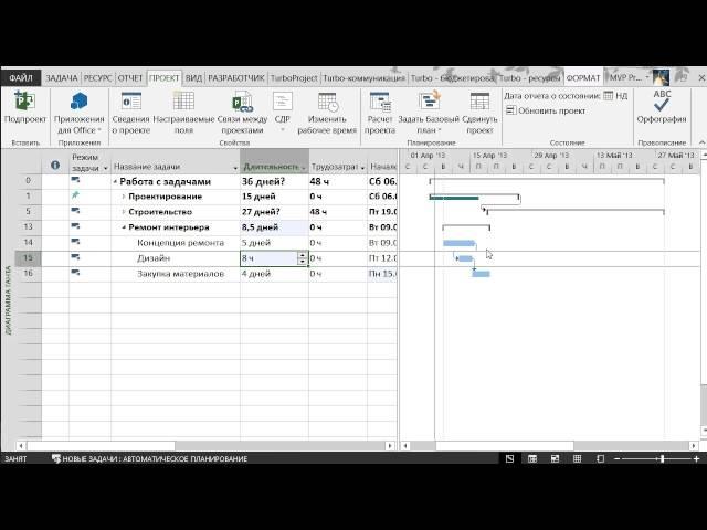 Задачи в Microsoft Project 2013. Тонкости и трюки