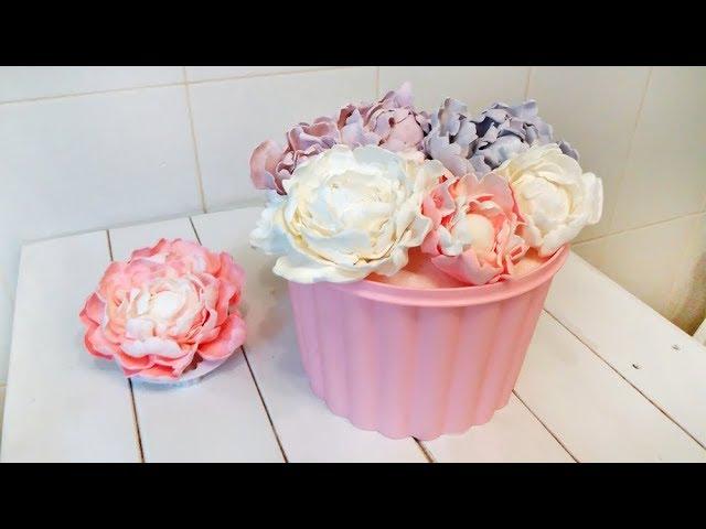 Быстрый цветок на торт  Пошагово. Нежный ПИОН (Моя флористика) / How to Make Sugar Flowers