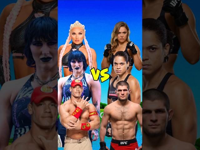 WWE VS UFC ( John Cena, Rhea Ripley, Tiffany Stratton vs. Ronda Rousey, Amanda Nunes, Khabib ) 