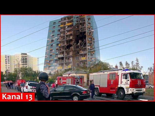 Images show collapse of a residential building in Moscow that came under Ukrainian done attack