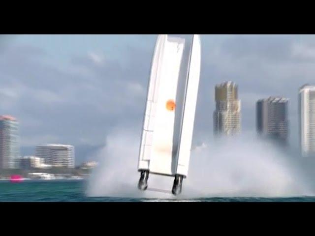 Team Dubai Flips their boat @ Gold Coast during the 2015 UIM XCAT World Series