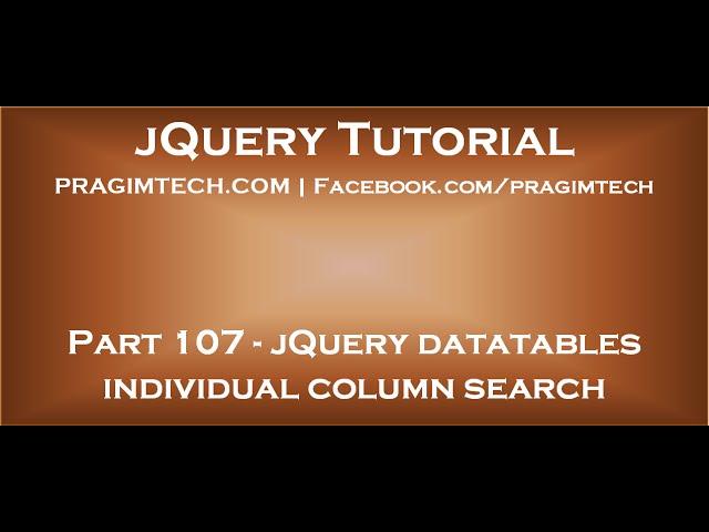 jQuery datatables individual column search