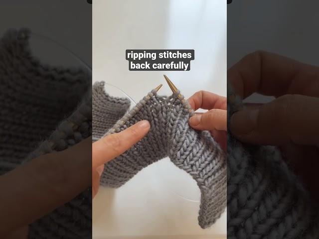 How to rip stitches back carefully when knitting #knittingvideo #knittingtutorials #knittingdesign