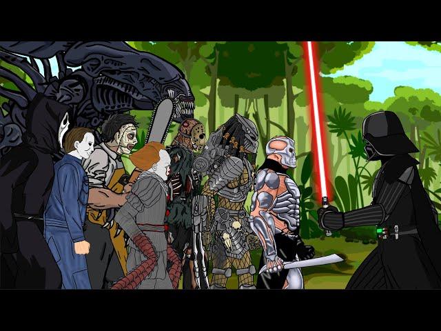 Darth Vader vs Team Jason , Pedator, Ailen, Pennywise, Ghostface, Michael . Animation  Full Movie.