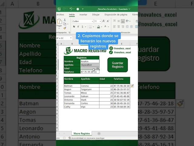 Macro de registro en #excel 