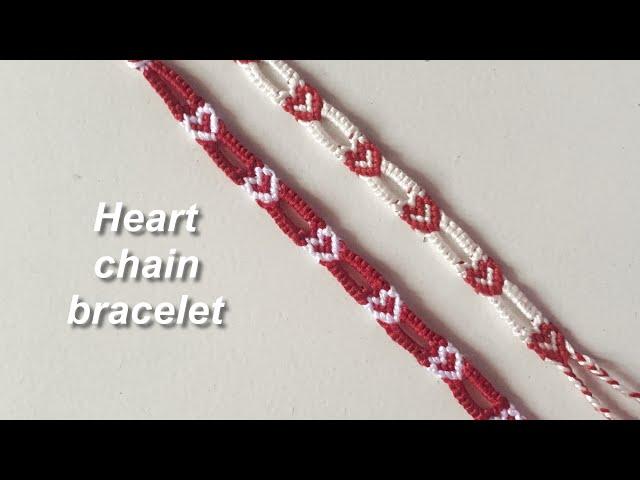 How to make heart chain bracelet || yarnivora