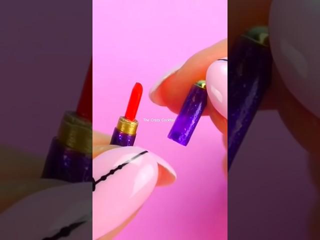 How To Make Mini Tiny Toy Lipstick For My Barbie Doll #shorts #lipstick #viral #barbiedoll #makeup