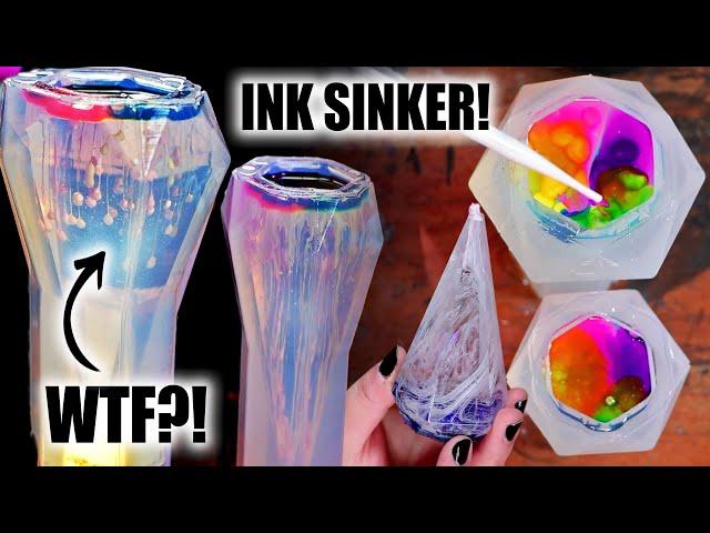 HOW DO YOU GET ALCOHOL INK TO SINK IN RESIN?! Testing Out Ink Sinker! Squiggly Streams...?