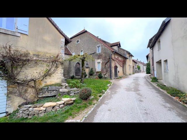 Autumn walk in a beautiful French village, Château Chalon