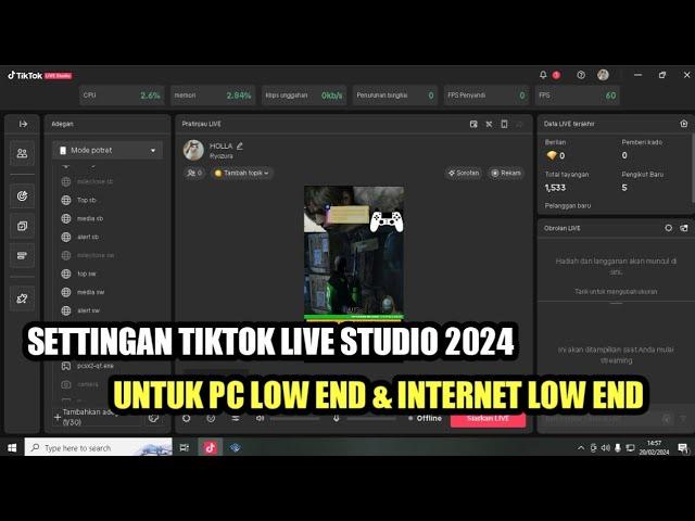 SETTINGAN LIVE TIKTOK STUDIO 2024 UNTUK PC KENTANG DAN INTERNET KURANG STABIL