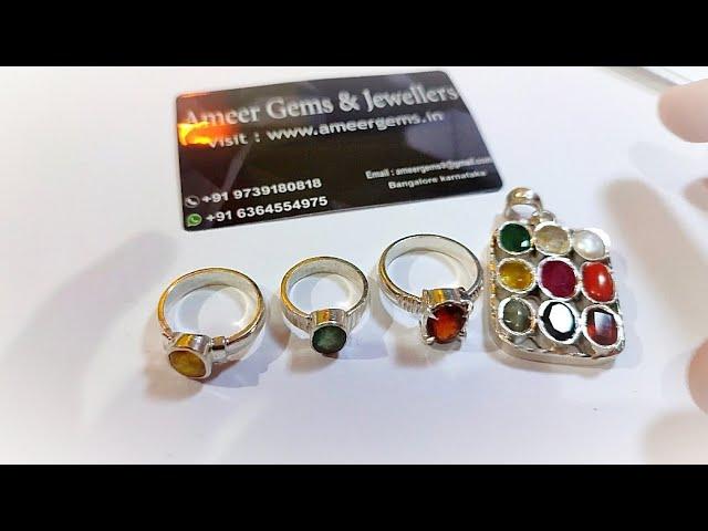 Designer silver Navaratna Pendants. Latest Collection of jewelry at ameer gems.