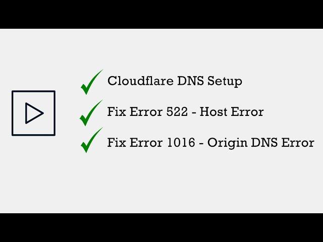 Cloudflare DNS Settings - Fix Error 522 Host Error | Fix Error 1016 Origin DNS Error