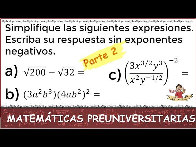 2. ESTO ES LO QUE DEBES SABER DE MATEMÁTICAS ANTES DE ENTRAR A LA UNIVERSIDAD. Parte 2