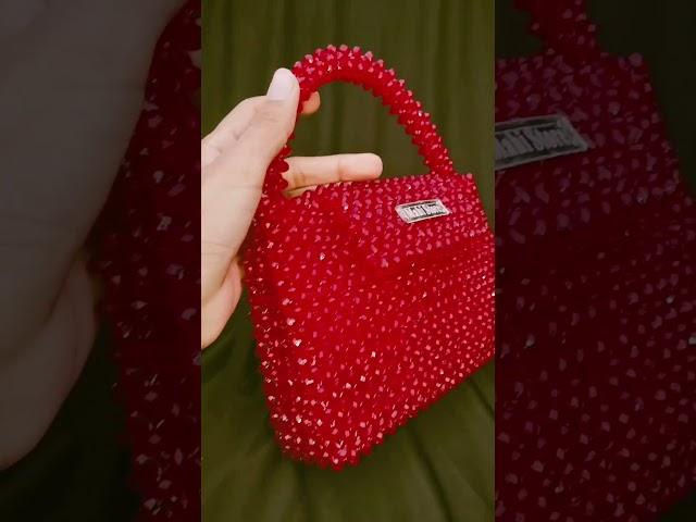 Red crystal beaded bag ️ #crystal #handmade #mahi store#trending  #youtubeshorts