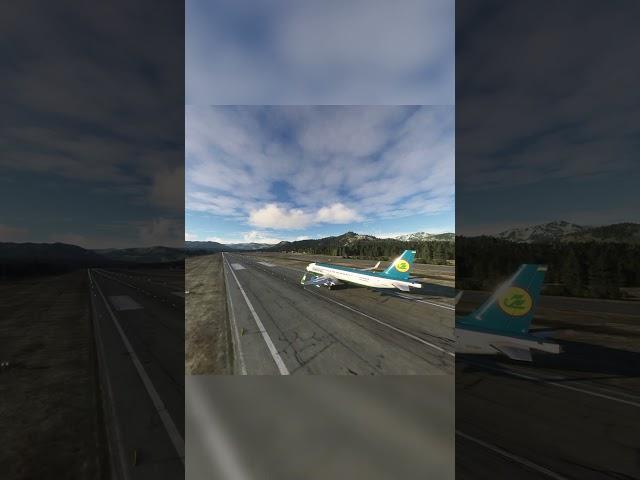 Sublime Arrival: Uzbekistan Airways A320neo at Lake Tahoe Airport (TVL), Lake Tahoe, USA  #aviation