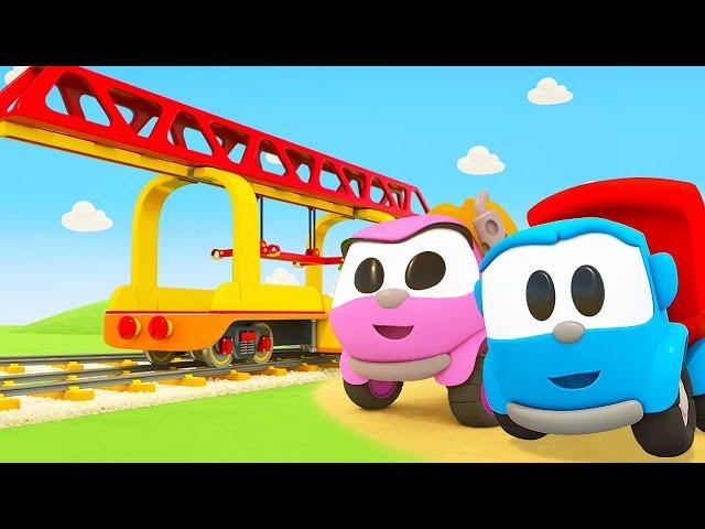 Leo builds a railway for trains for kids. Funny cartoons for kids. Cars and trucks for kids.